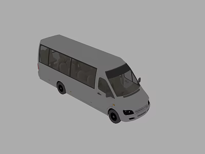 Modern Gray Compact Minibus With Multiple Windows And Comfortable Seats Exterior 3d model