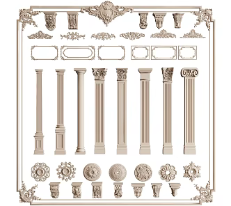 European Roman Column Carved Corner Lamp Plate 3d model