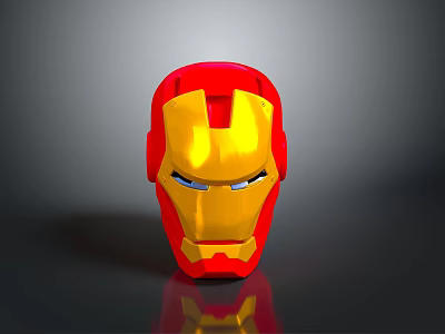 Red And Yellow Iron Man Helmet Combat Weapon With Metallic Design And Shiny Finish 3d model