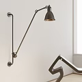 Wall Lamp With Black Shade And Metal Adjustable Arm For Modern White Wall Decor