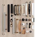 Various Door Handles In Different Materials And Styles For Home Cabinets And Doors