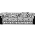 Stylish Two Seater Sofa With Patterned Fabric Black Armrests And Pillows