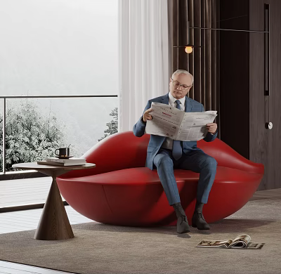 Modern Single Lip Sofa 3d model