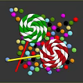 Colorful Lollipops And Assorted Candies With Vibrant Colors On Reflective Surface