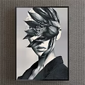 Contemporary Female Portrait Painting With Blonde Short Hair Black Hat and Minimal Background