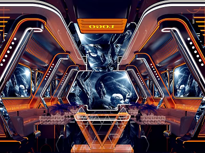 Futuristic Modern KTV Interior With Neon Lights Large Screens And Comfortable Seating 3d model