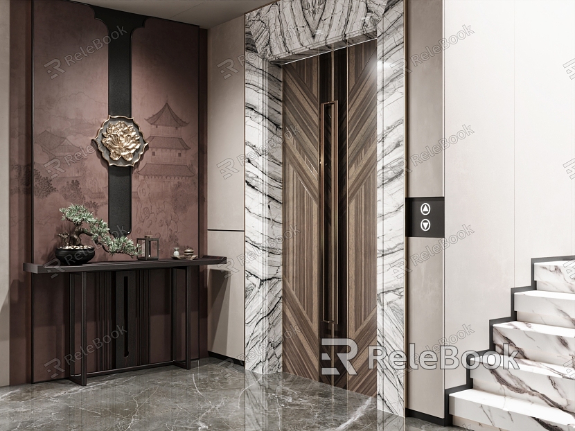 Home Elevator Home Elevator Entrance Background Wall Side Cabinet Entrance Cabinet Decorative Ornaments model