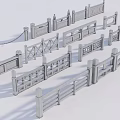 Various Decorative Railings Collection Featuring Different Styles And Intricate Patterns 3d model