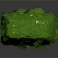 Playful Cartoon Scene With Lush Green Leaf Covered Object And Adorable Yellow Flowers