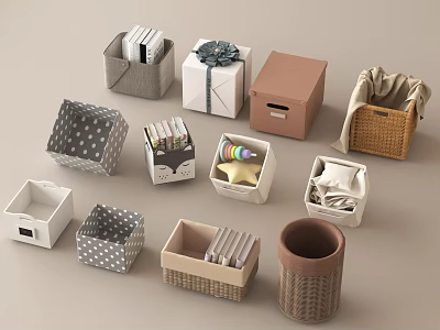 Assorted Decorative Storage Boxes Woven Baskets And Gift Containers For Organizing 3d model