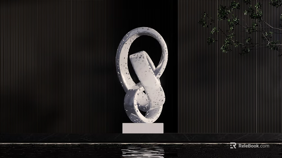 Modern Abstract Sculpture With Circular Shape And Irregular White Block On White Base 3d model
