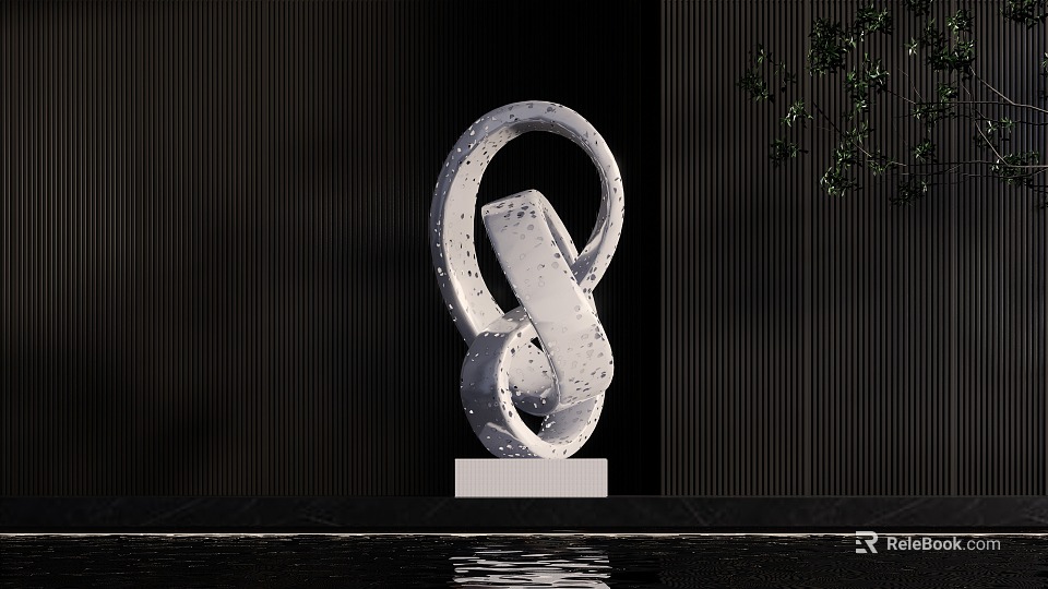 Modern Abstract Sculpture With Circular Shape And Irregular White Block On White Base 3d model 