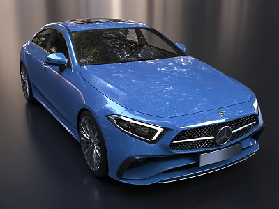 Blue Mercedes Luxury Sedan With Sleek Design Streamlined Body Alloy Wheels And LED Headlights 3d model