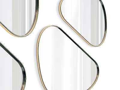 Modern Decorative Wall Mirrors With Gold Frames And Irregular Shapes For Home Interior 3d model