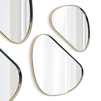 Modern Decorative Wall Mirrors With Gold Frames And Irregular Shapes For Home Interior 3d model