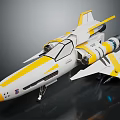 White And Yellow Streamlined Spaceship Model For Space Exploration With Engines And Wings 3d model