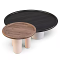 Modern Round Coffee Tables with Wooden Tabletop and Colored Legs in Black Brown White Pink