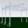 Industrial Metal Frame Structure With Supporting Pillars And Wireframe Design 3d model