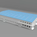 Modern Industrial Factory Building With Blue Roof White Wall And Multiple Windows Structure
