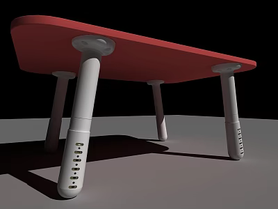 Red Table Design With White Legs Featuring Holes On Four Supports 3d model