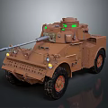 Brown Military Functional Vehicle With Turret Cannon And Green Indicator Lights
