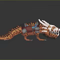 Pixel Style Orange And White Mechanical Dragon Game Character With Fiery Details And Glowing Eyes
