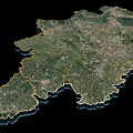Detailed Satellite Map of Regional Geographic Outline With Land Use Features