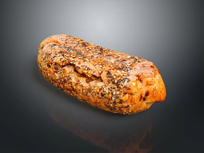 Freshly Baked Artisan Bread With Golden Crust And Sesame Poppy Seeds 3d model