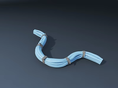 Modern Switch Panel with Blue Curved Hose Secured by Straps on Dark Background 3d model