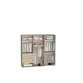 Modern Minimalist Wardrobe Interior With Hanging Clothes Drawers And Shelves