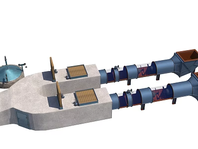 Industrial Equipment 3D Model of Complex Piping System With Valves Bases And Water Treatment Components 3d model