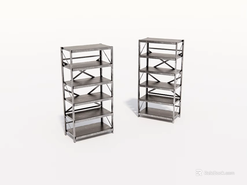 Metal Frame Multi Tiered Shelving Units With Open Design For Storage 3d model 