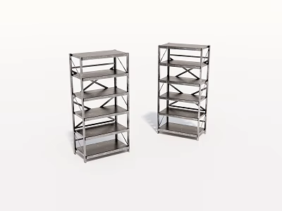 Metal Frame Multi Tiered Shelving Units With Open Design For Storage 3d model