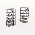 Metal Frame Multi Tiered Shelving Units With Open Design For Storage