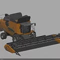 Yellow Agricultural Utility Combine Harvester With Large Cutting Header And Wheels