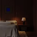 Cozy Bedroom With Dark Wooden Walls Bedside Lamps Window Trees View And Light Curtains