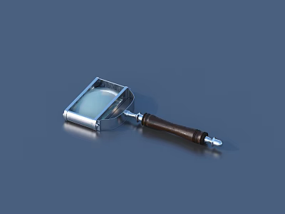Useful Magnifying Glass With Metal Frame And Wooden Handle For Daily Reading And Detailed Inspection 3d model