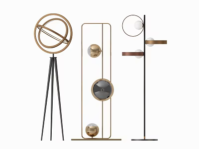 Modern Floor Lamps With Metal Stands And Spherical Geometric Design 3d model