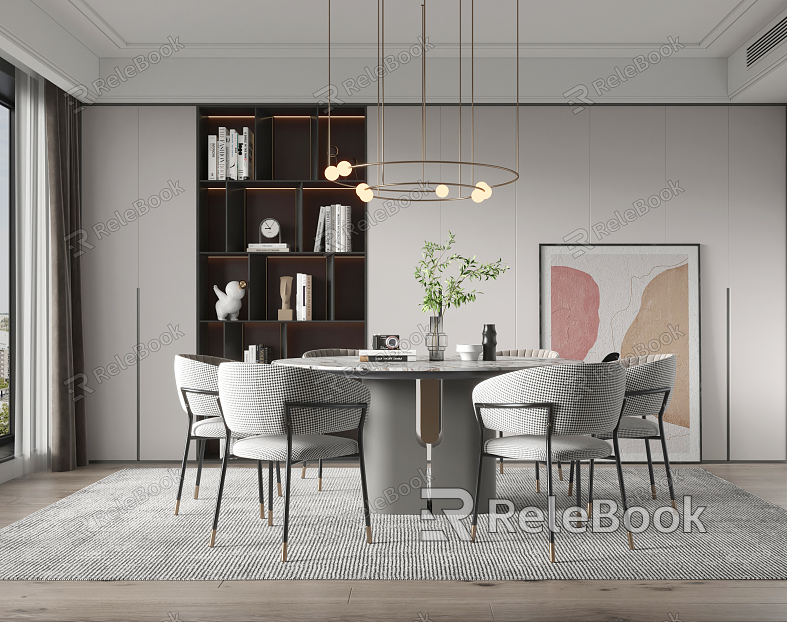 Modern Dining Table and Chair Combination Dining Table and Chair model