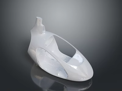 White Glossy 3D Model Shell With Hollow Design And Shiny Surface Reflection 3d model