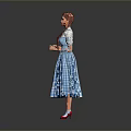 Game and Movie Character With Red Hair Pigtails Blue White Checkered Dress And Red Shoes