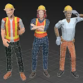 Group of Construction Workers Wearing Yellow Hard Hats And Work Uniforms Standing in a Line