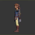 Male Character in Blue Outfit with Red Boots Carrying Sword and Arrow Quiver Arms Outstretched