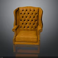 Elegant Orange Tufted Velvet Armchair With Classic Design And Wooden Legs