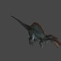 Detailed Realistic Spinosaurus Dinosaur Model With Sailback On Blue Background