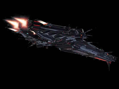 Futuristic Sci-Fi Spaceship Design With Flaming Thrusters And Mechanical Details 3d model