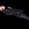 Futuristic Sci-Fi Spaceship Design With Flaming Thrusters And Mechanical Details