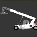 Industrial White Forklift With Large Wheels Cab And Mechanical Grab Arm