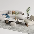 Quiet Sofa Tea Table Combination Sofa Coffee Table 3d model