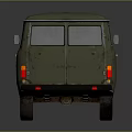 Vintage Olive Green Military Van With Worn Appearance Multiple Windows And Silver Rims